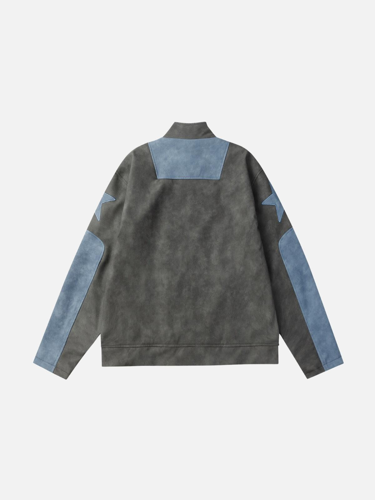 TALISHKO Embroidery Star Cropped Racing Jacket
