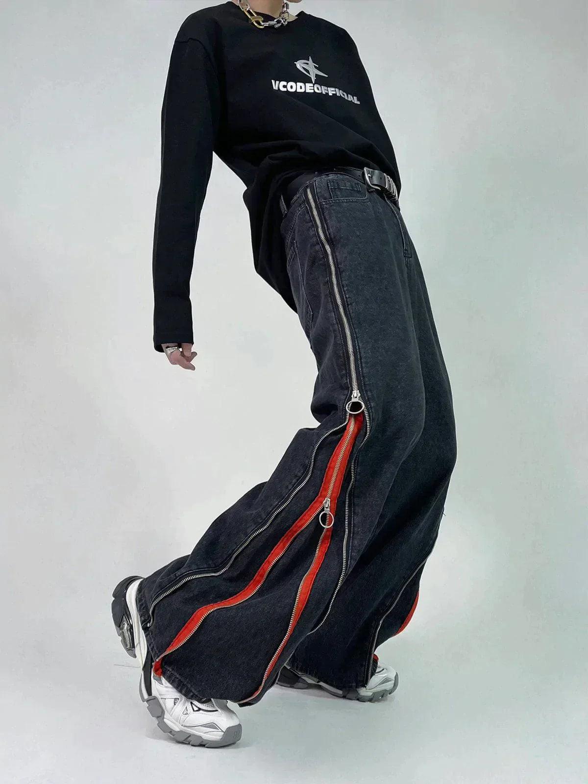 TALISHKO Zip Up Stripe Jeans