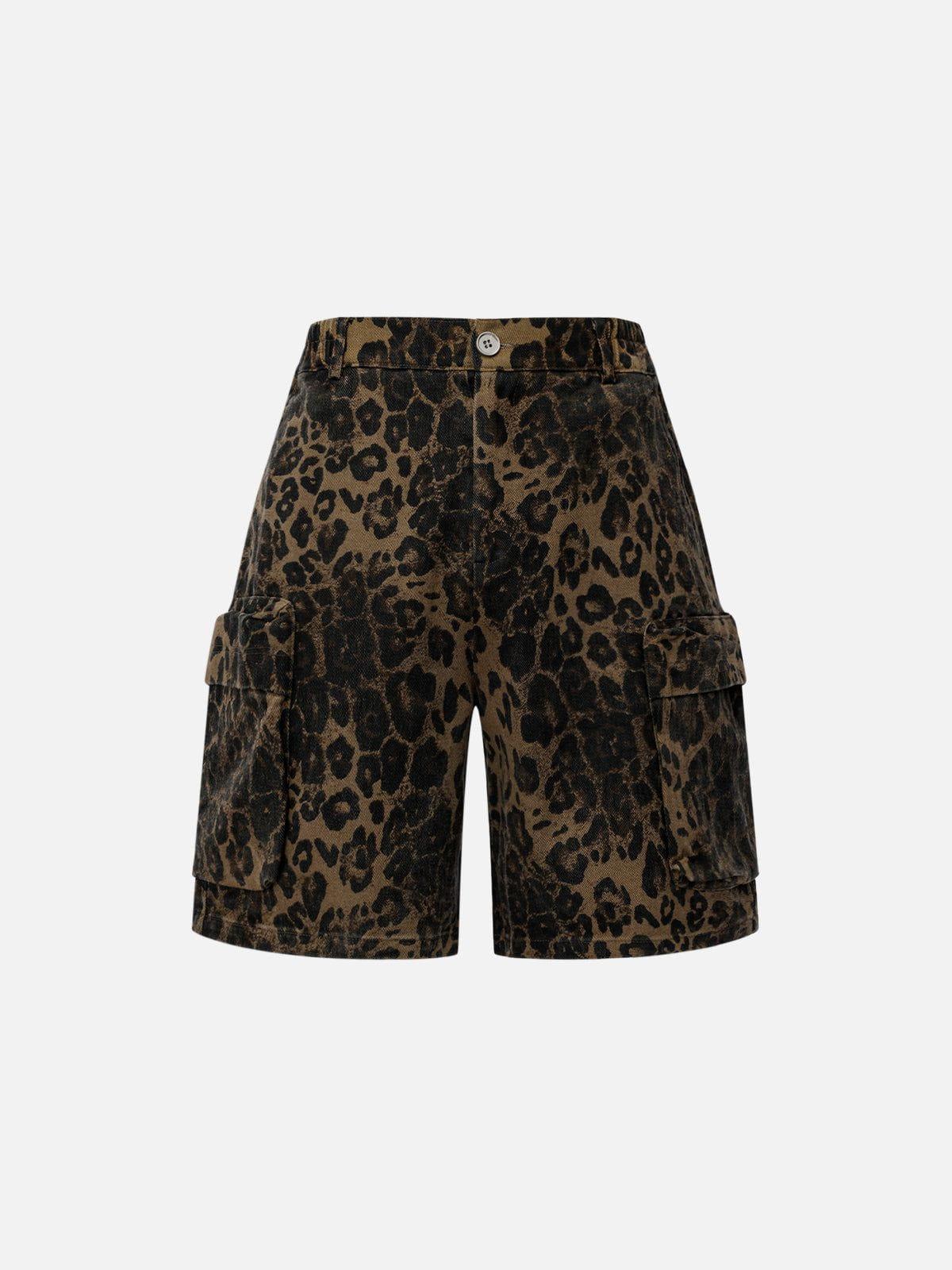 TALISHKO Big Pocket Leopard Print Shorts