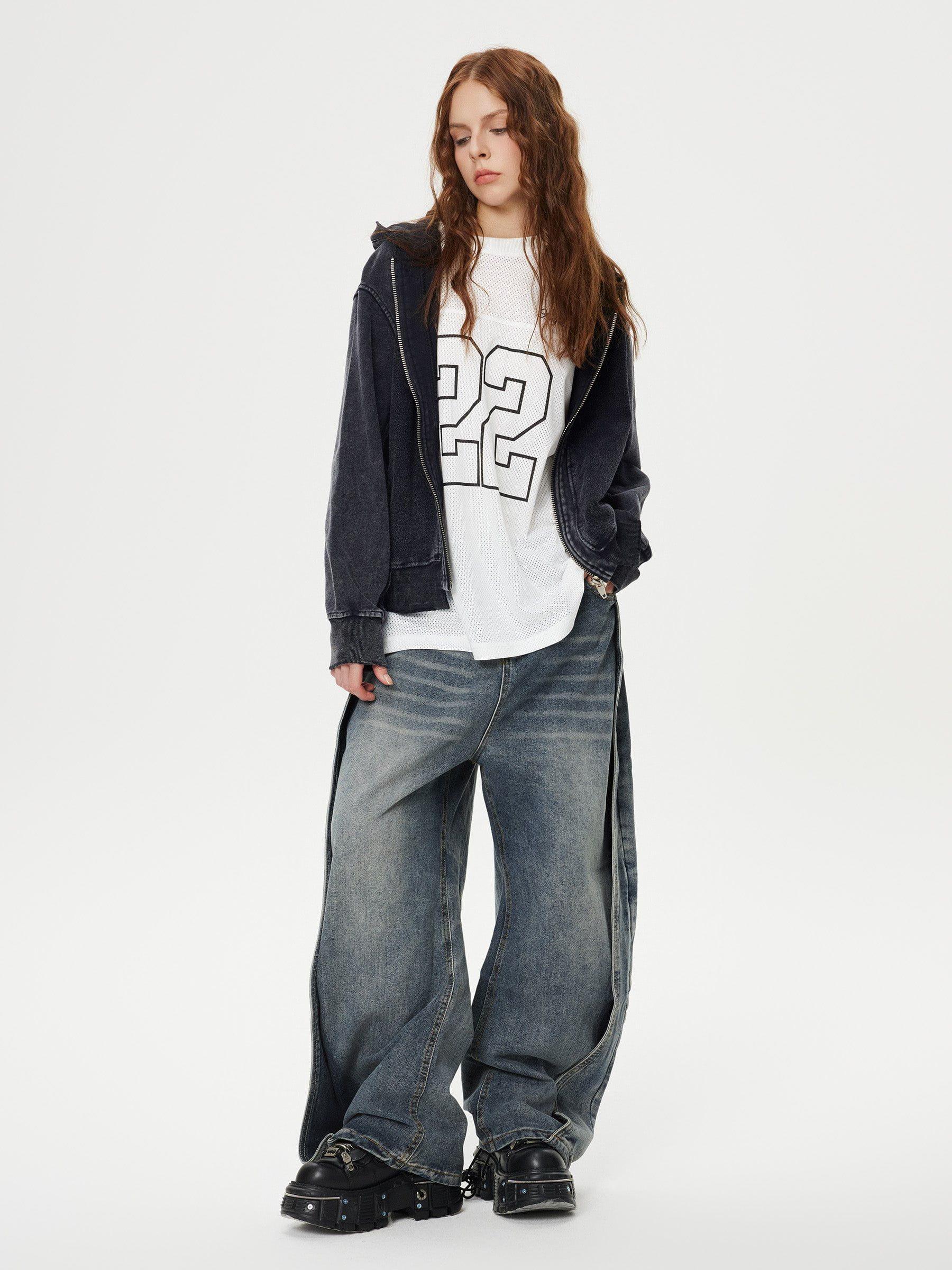 TALISHKO Deconstruction Patchwork Washed Loose Jeans