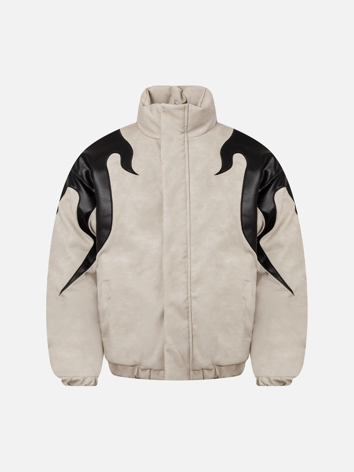 TALISHKO Street Flame Embroidered Suede Padded Puffer Jacket