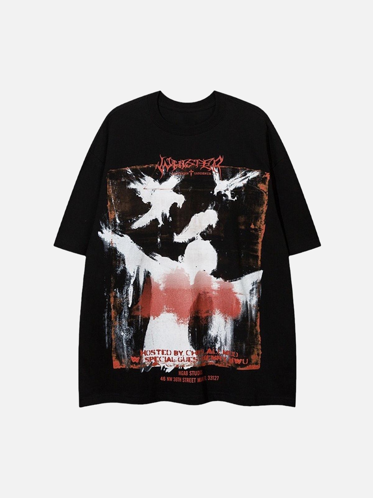 TALISHKO Crow Erosion Shadow Hip-Hop T-Shirt