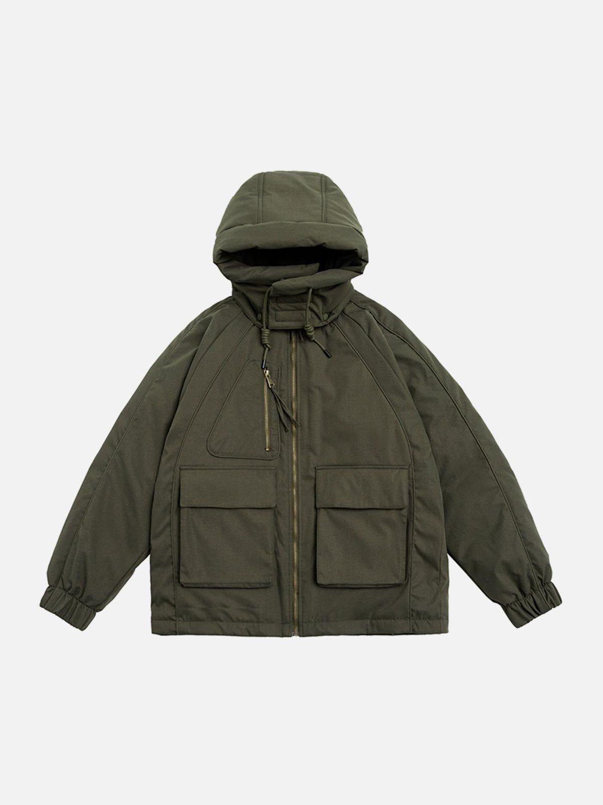 TALISHKO Detachable Hat Patchwork Winter Coat
