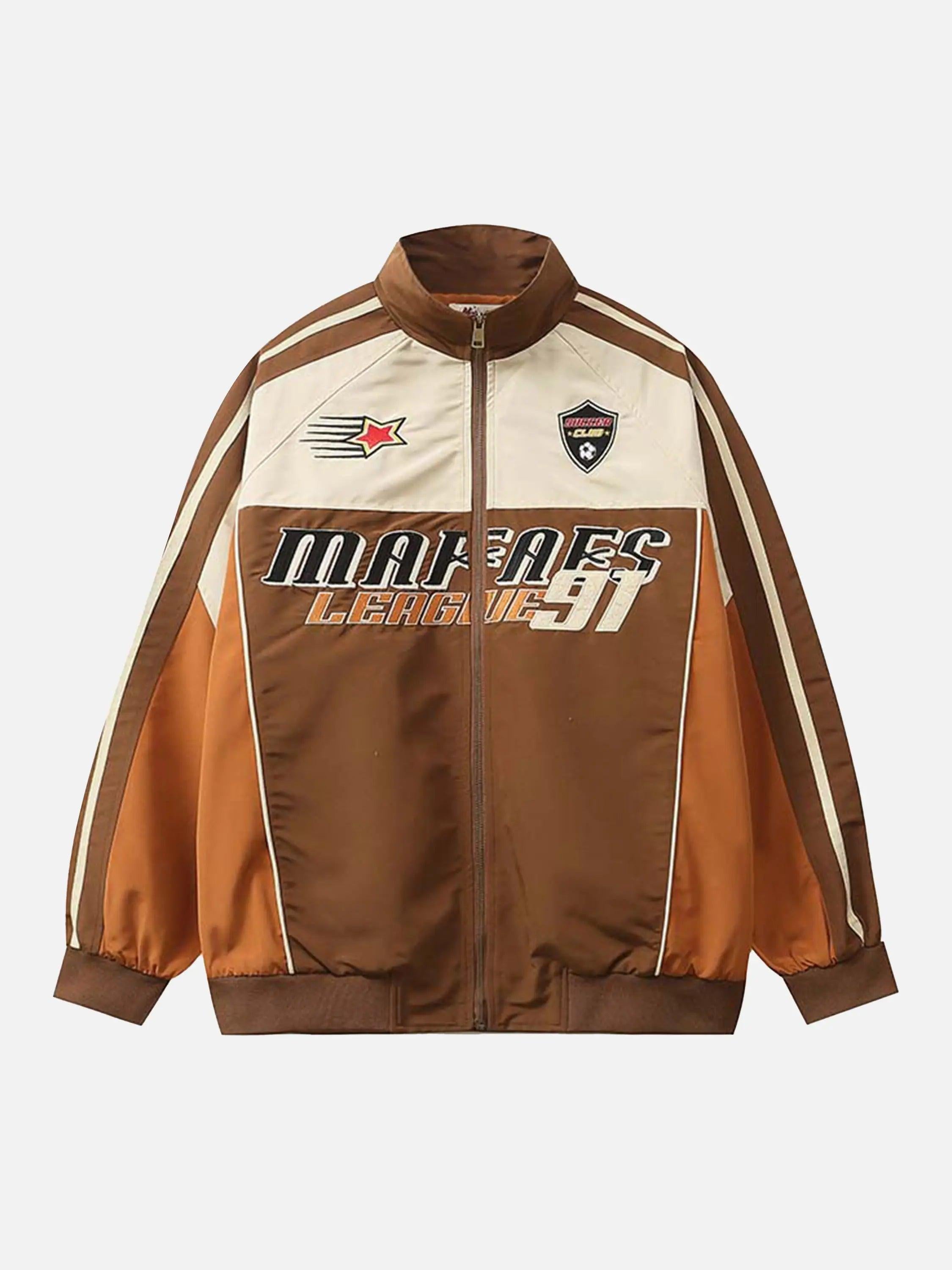 TALISHKO Racing Embroidered Patchwork Jacket
