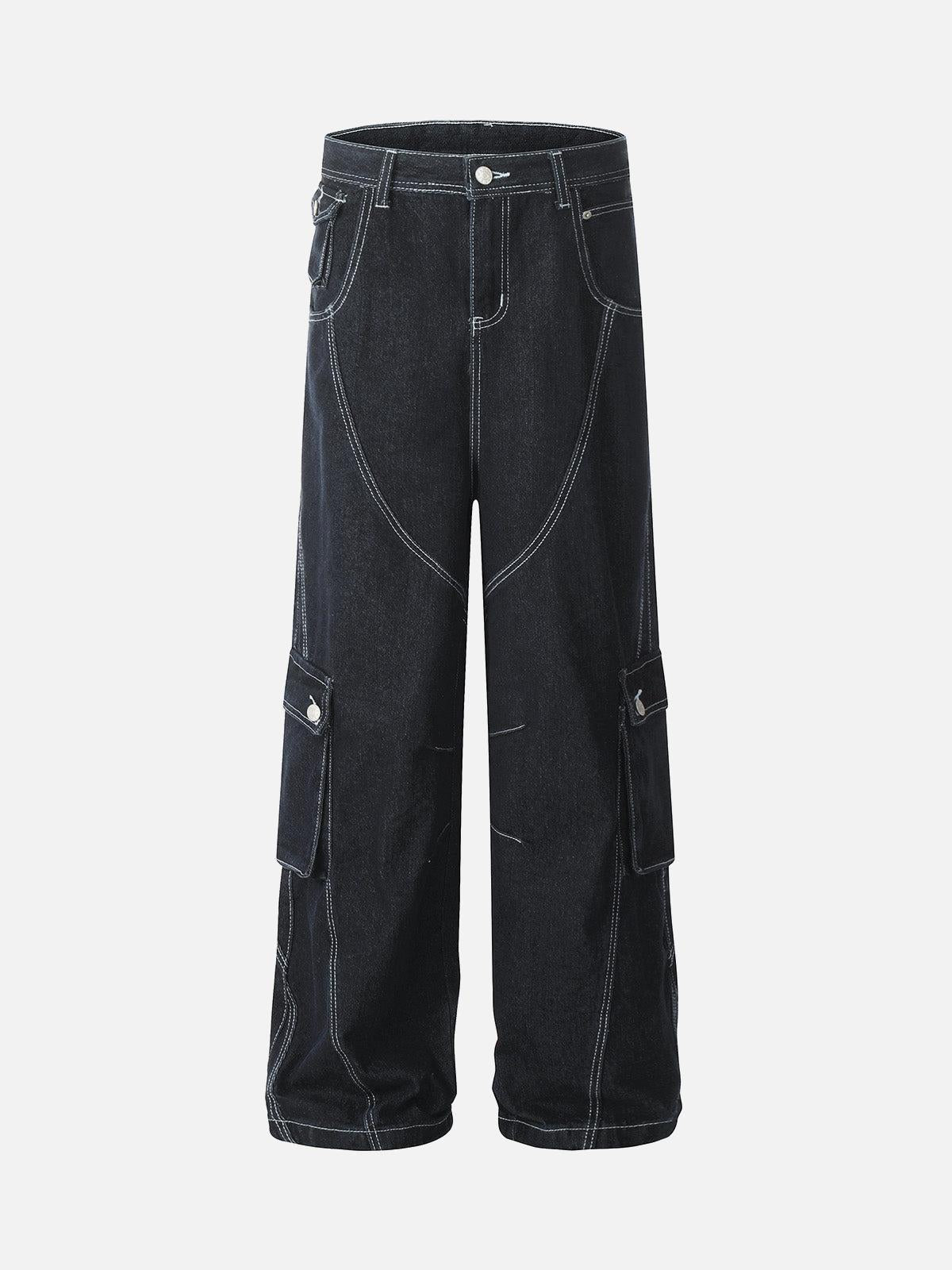 TALISHKO Deconstructed Multi-Pocket Cargo Straight Jeans