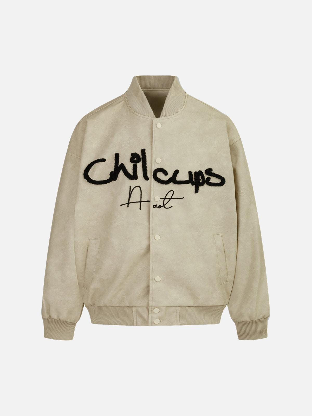 TALISHKO Contrast Color Embroidery Bomber Jacket