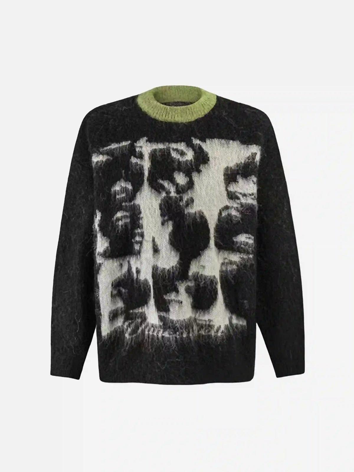 TALISHKO Facial Pattern Mohair Sweater