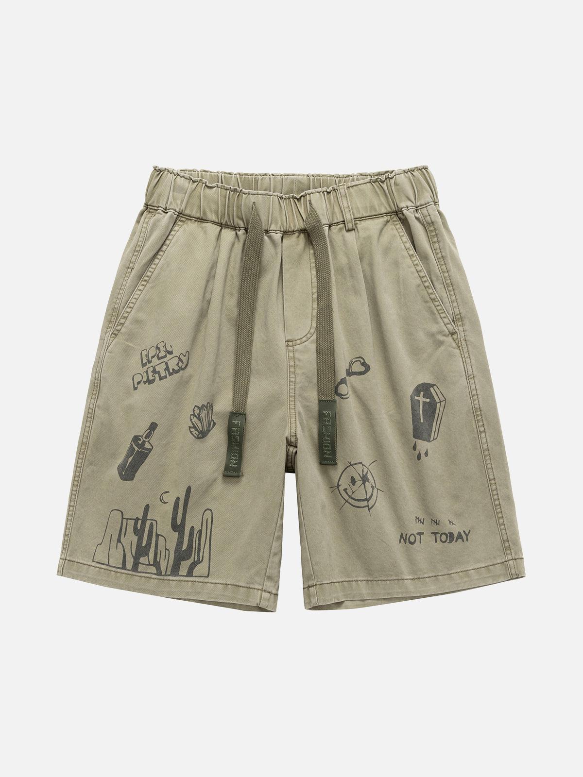 TALISHKO Graphic Print Drawstring Shorts
