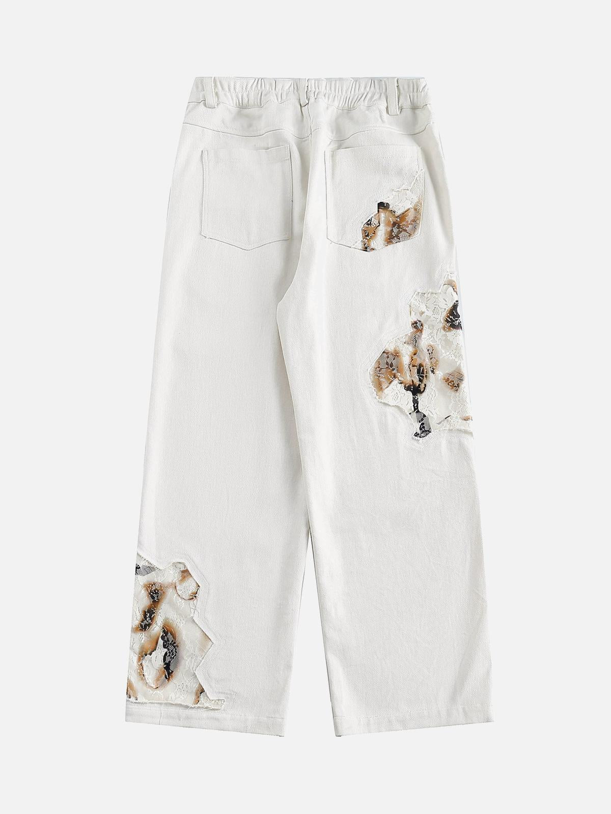 TALISHKO American Retro Lace Patchwork Jeans