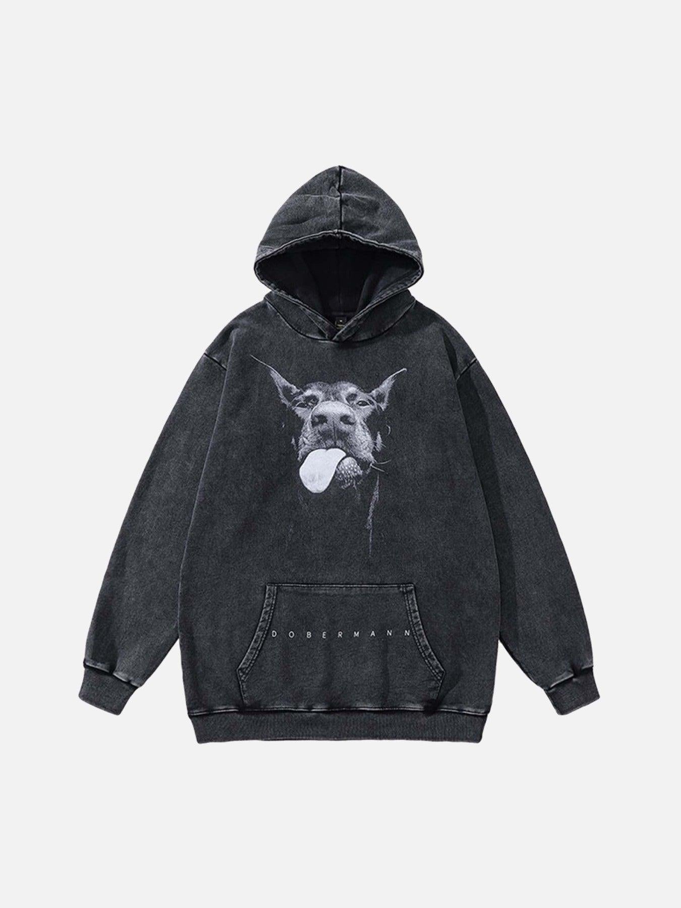 TALISHKO Dark Series Doberman Print Hip-Hop Old Hoodie