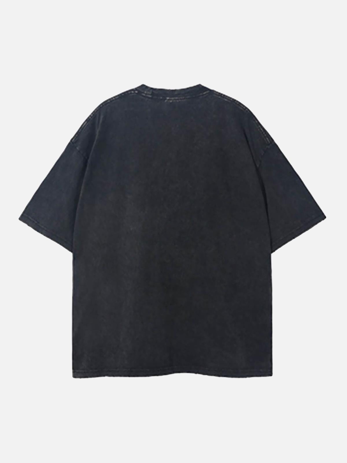 TALISHKO Loose Retro Ribbed Print Washed T-Shirt