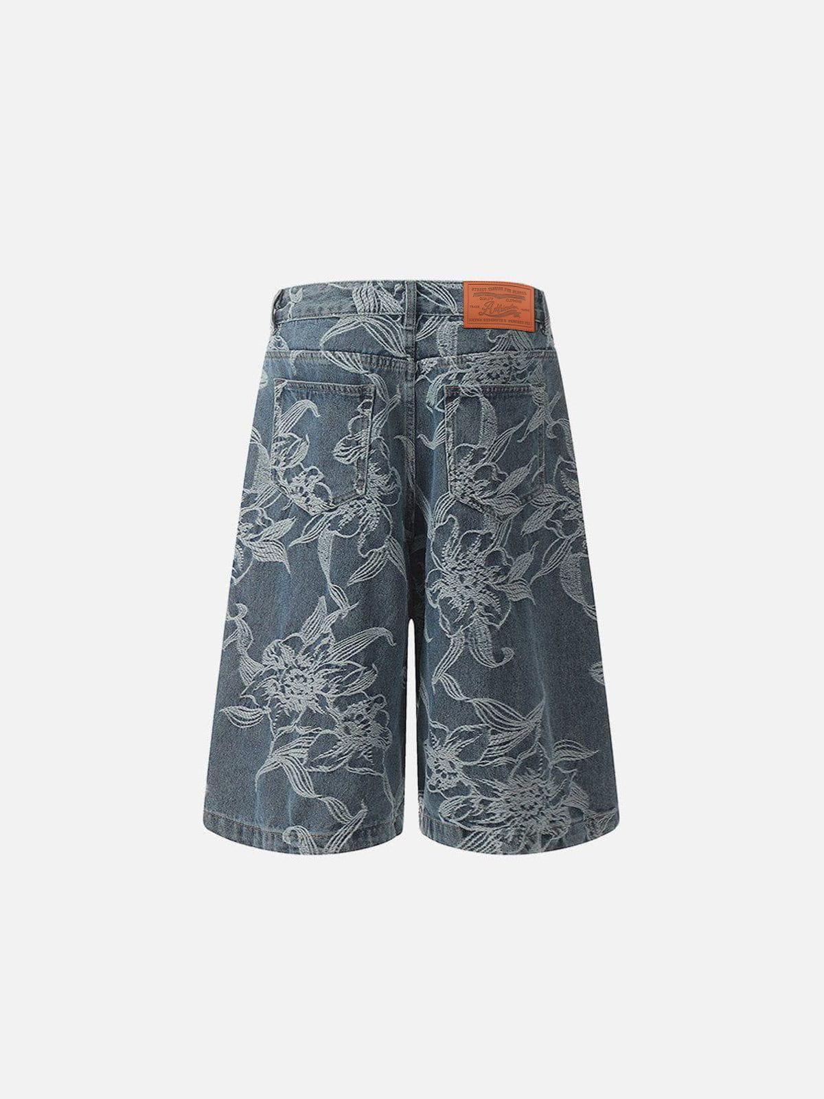 TALISHKO Embroidery Flower Longline Jorts