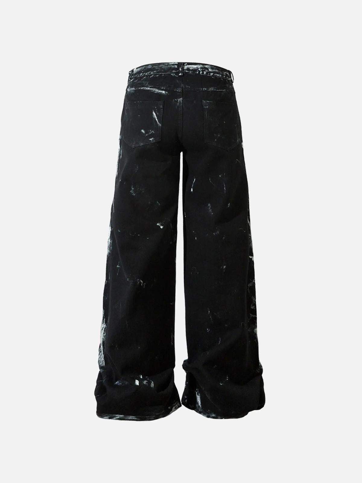TALISHKO Vintage Painted Wide-Leg Pleated Jeans