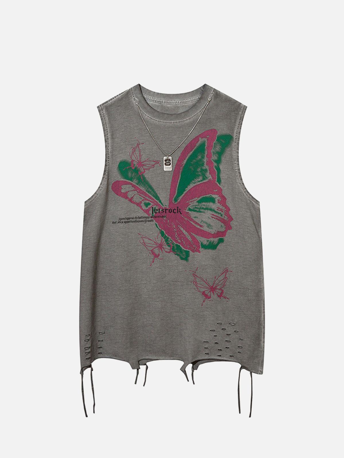 TALISHKO Raw Edge Butterfly Print Vest