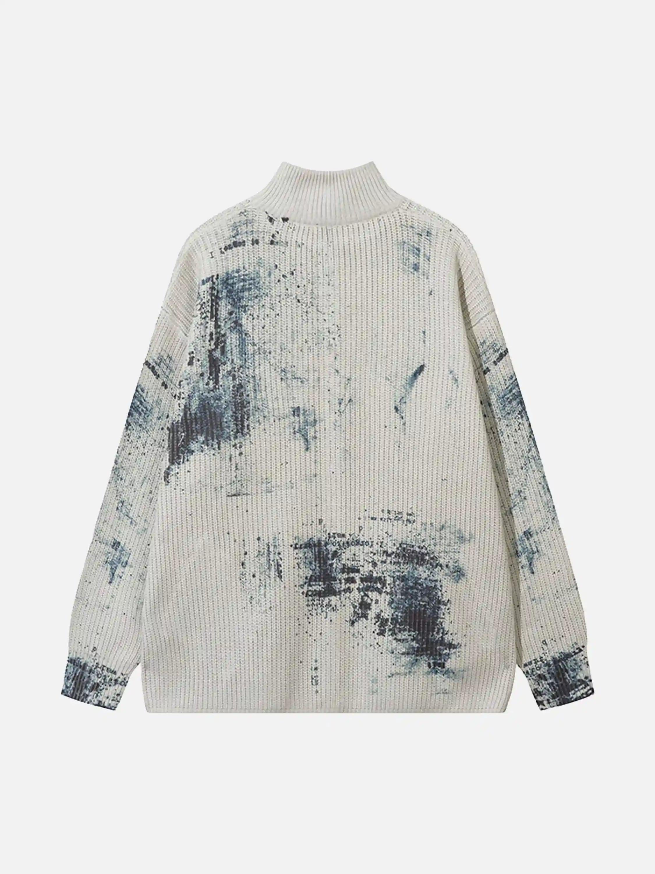 TALISHKO Vintage Graffiti Zip-Up Cardigan