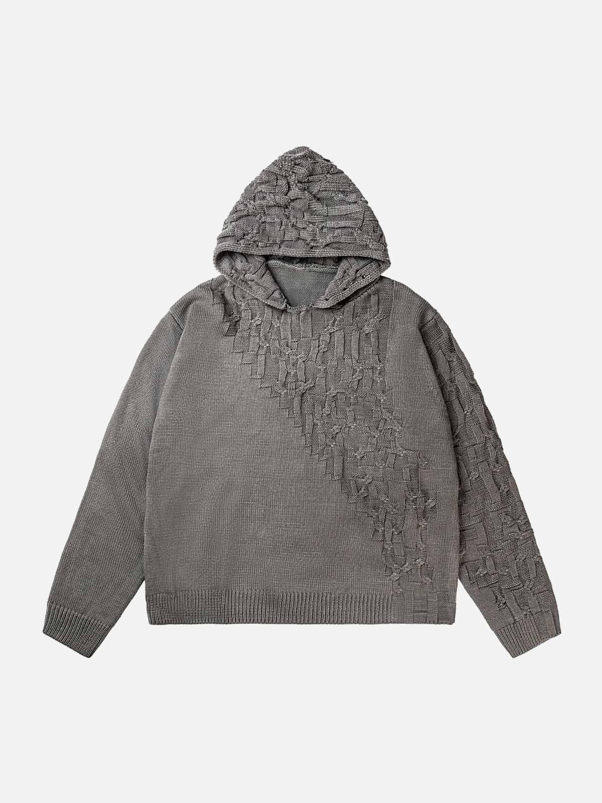 TALISHKO Asymmetric Irregular Knitted Sweater Hoodie