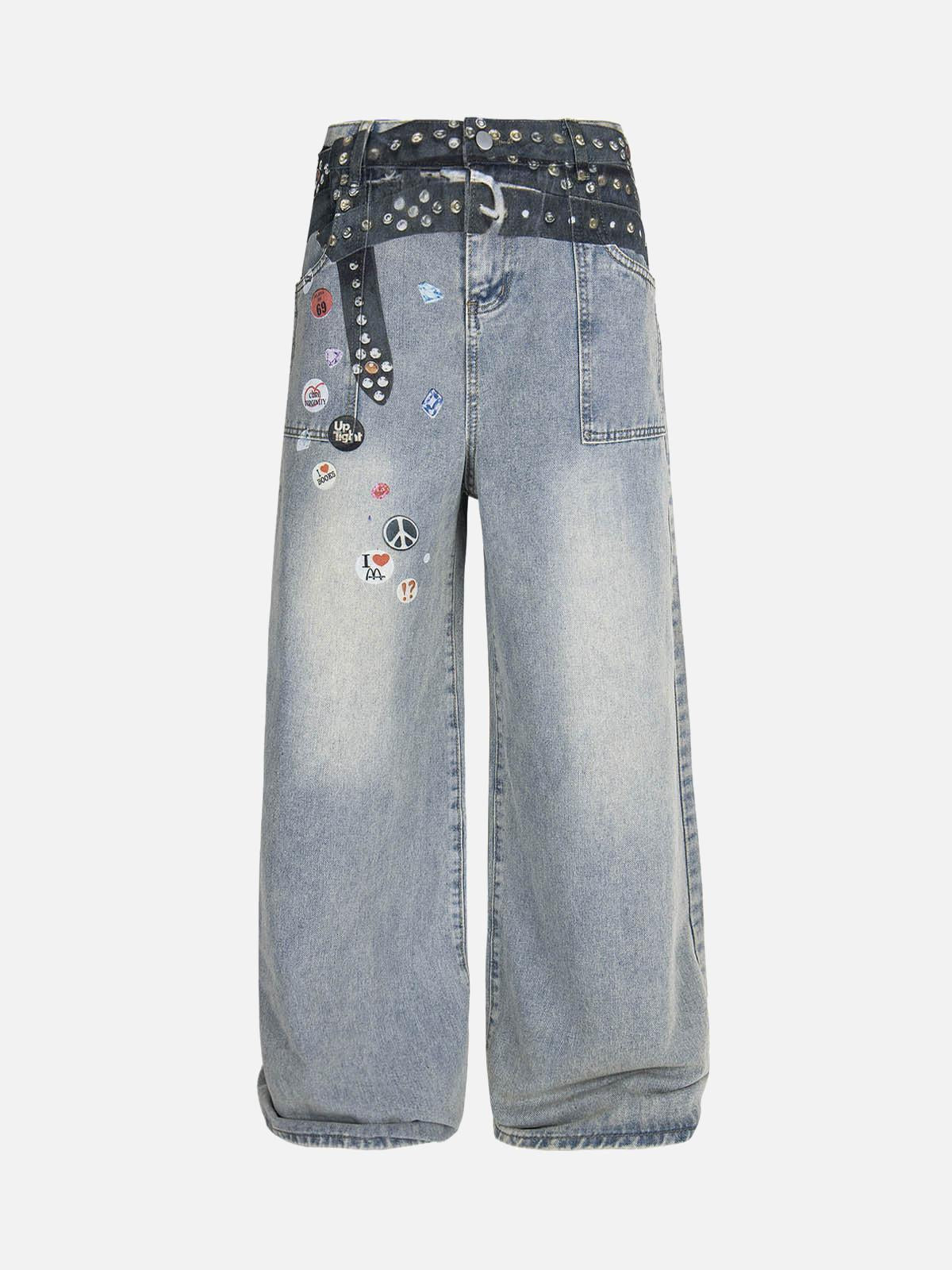 TALISHKO Print RO Style Baggy Jeans