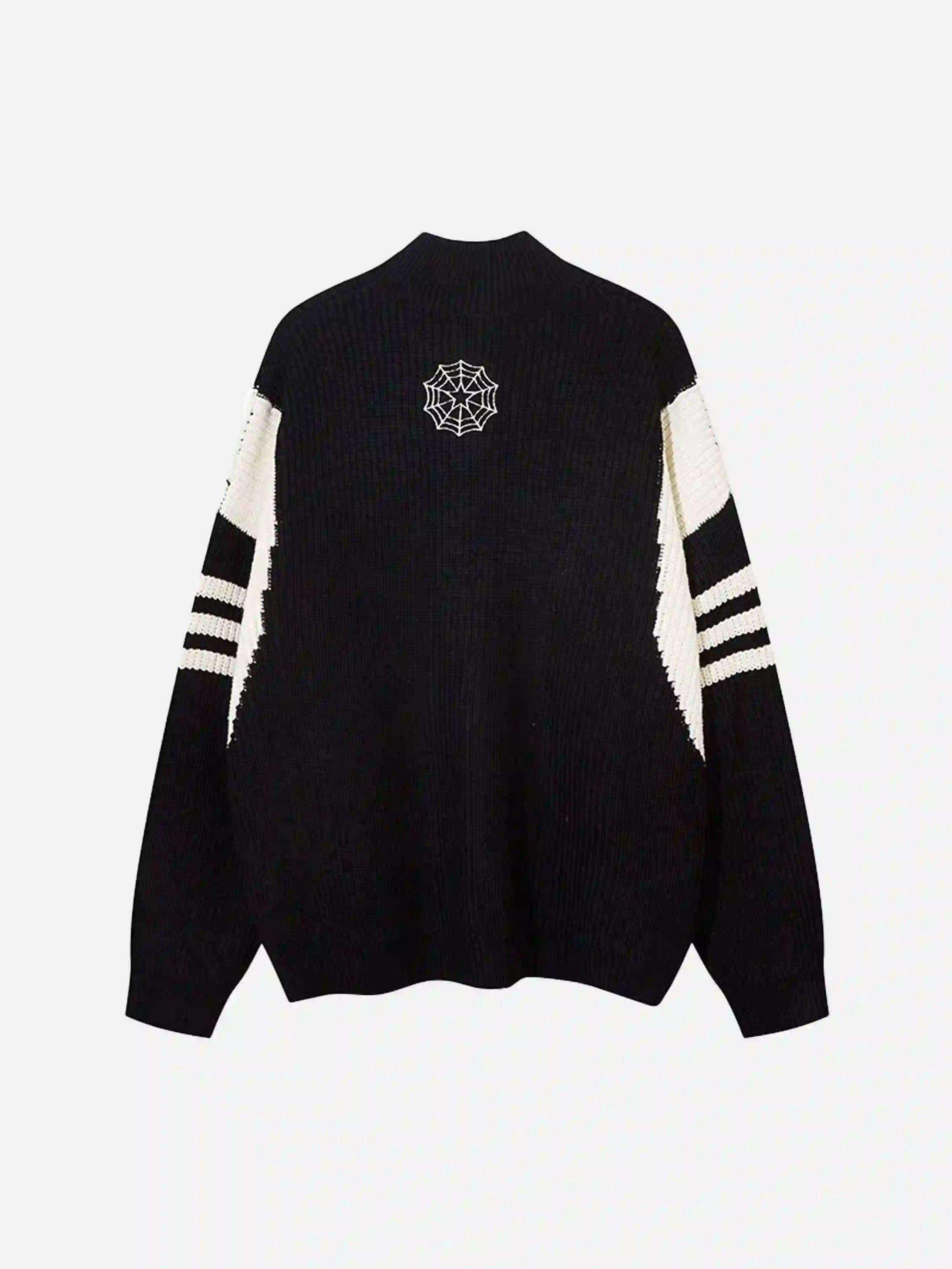 TALISHKO Spider Web Stand Collar Zip-Up Cardigan
