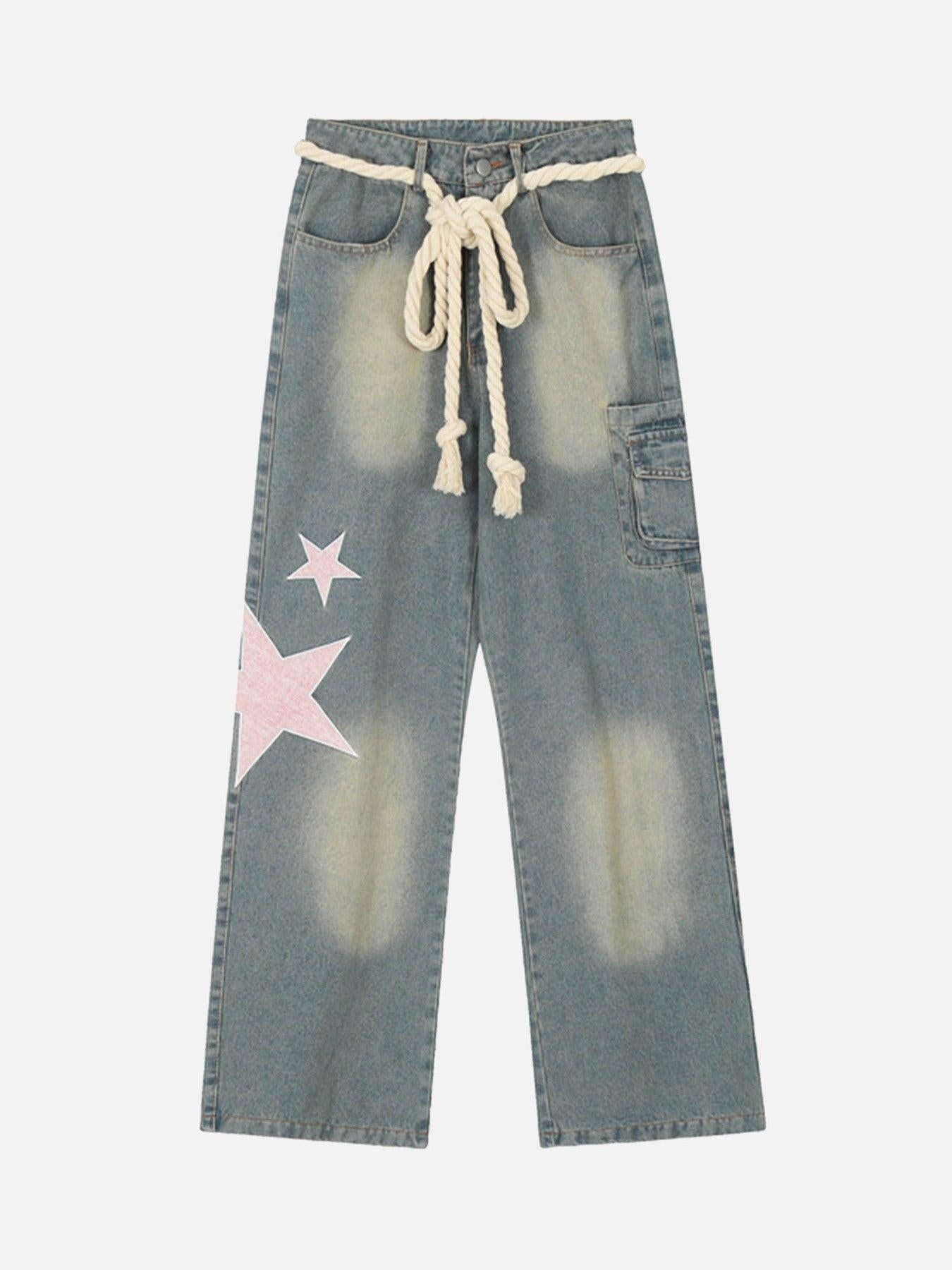 TALISHKO Pentagram Embroidered Loose Jeans