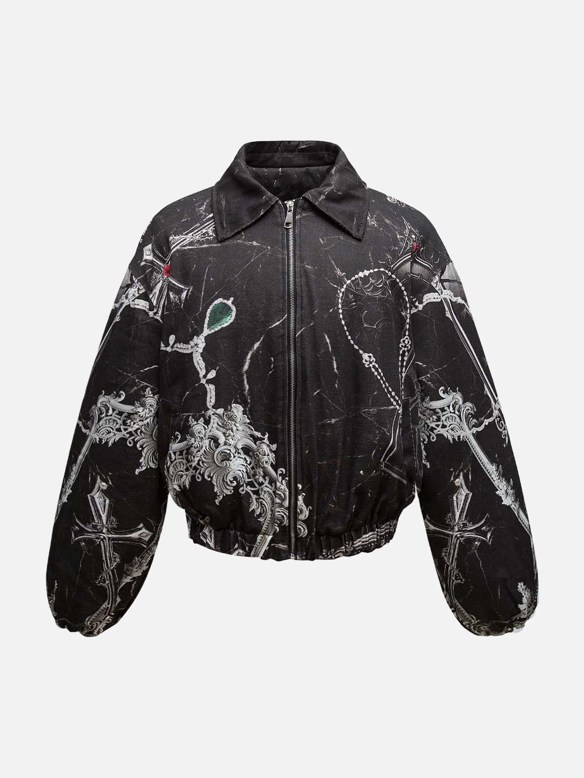 TALISHKO Gem Printed Quilted Bomber Jacket