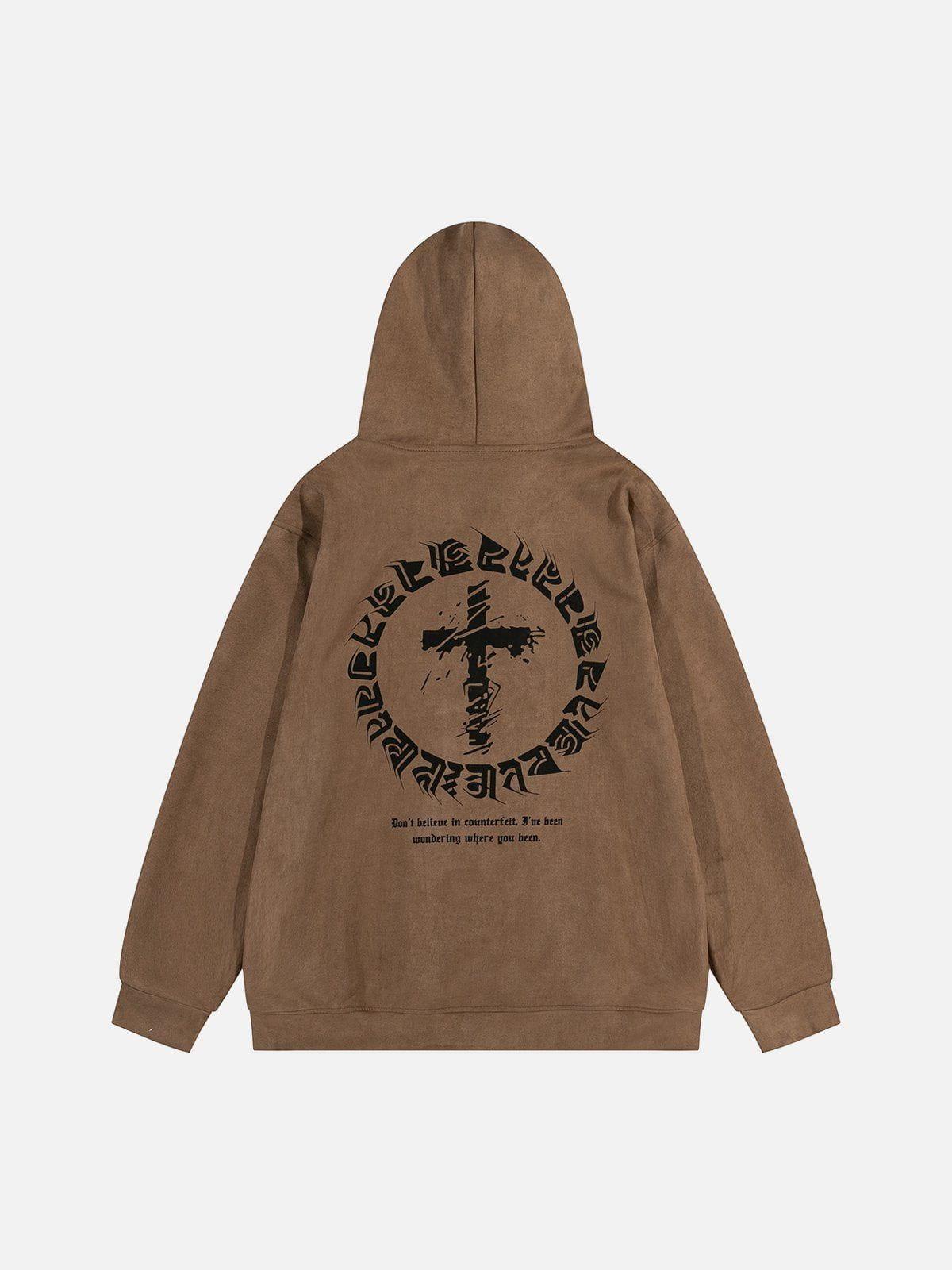 TALISHKO Suede Cross Print Hoodie