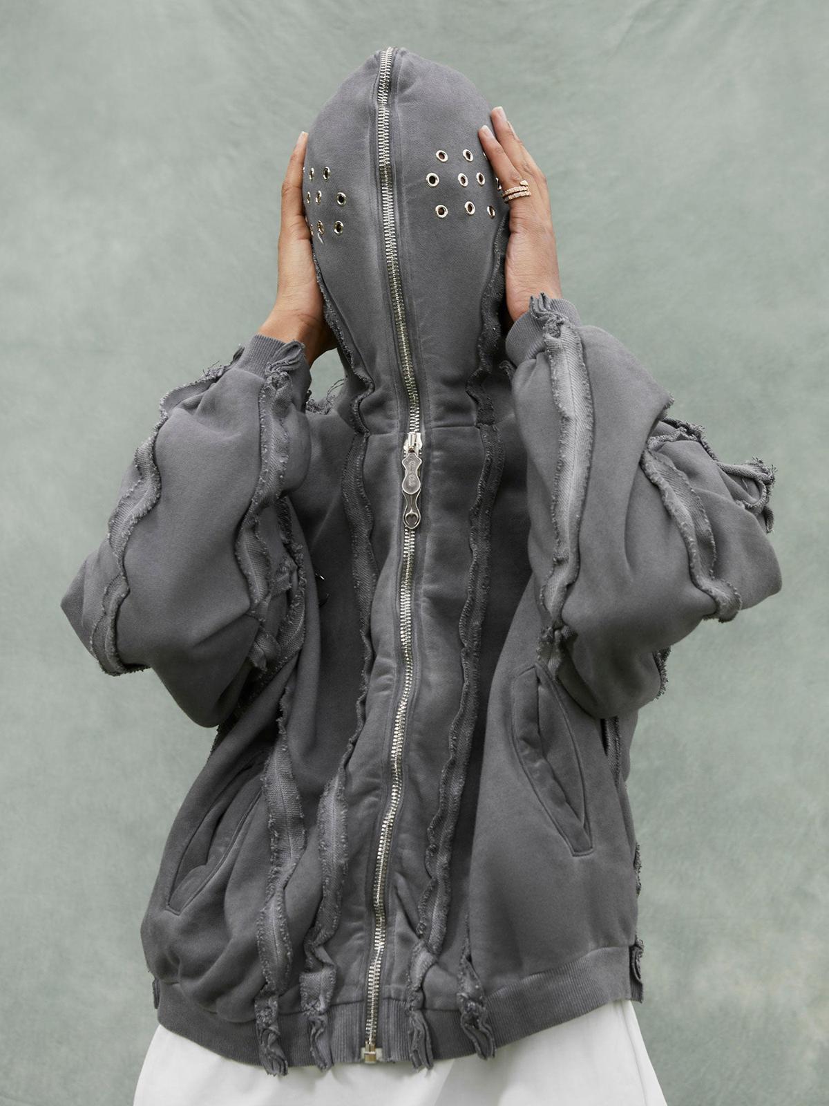 TALISHKO Heavy Washed Distressed Full Zip Hoodie