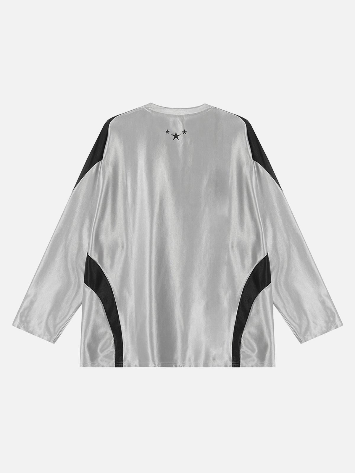 TALISHKO American Retro Patchwork Print Long-Sleeved T-Shirt