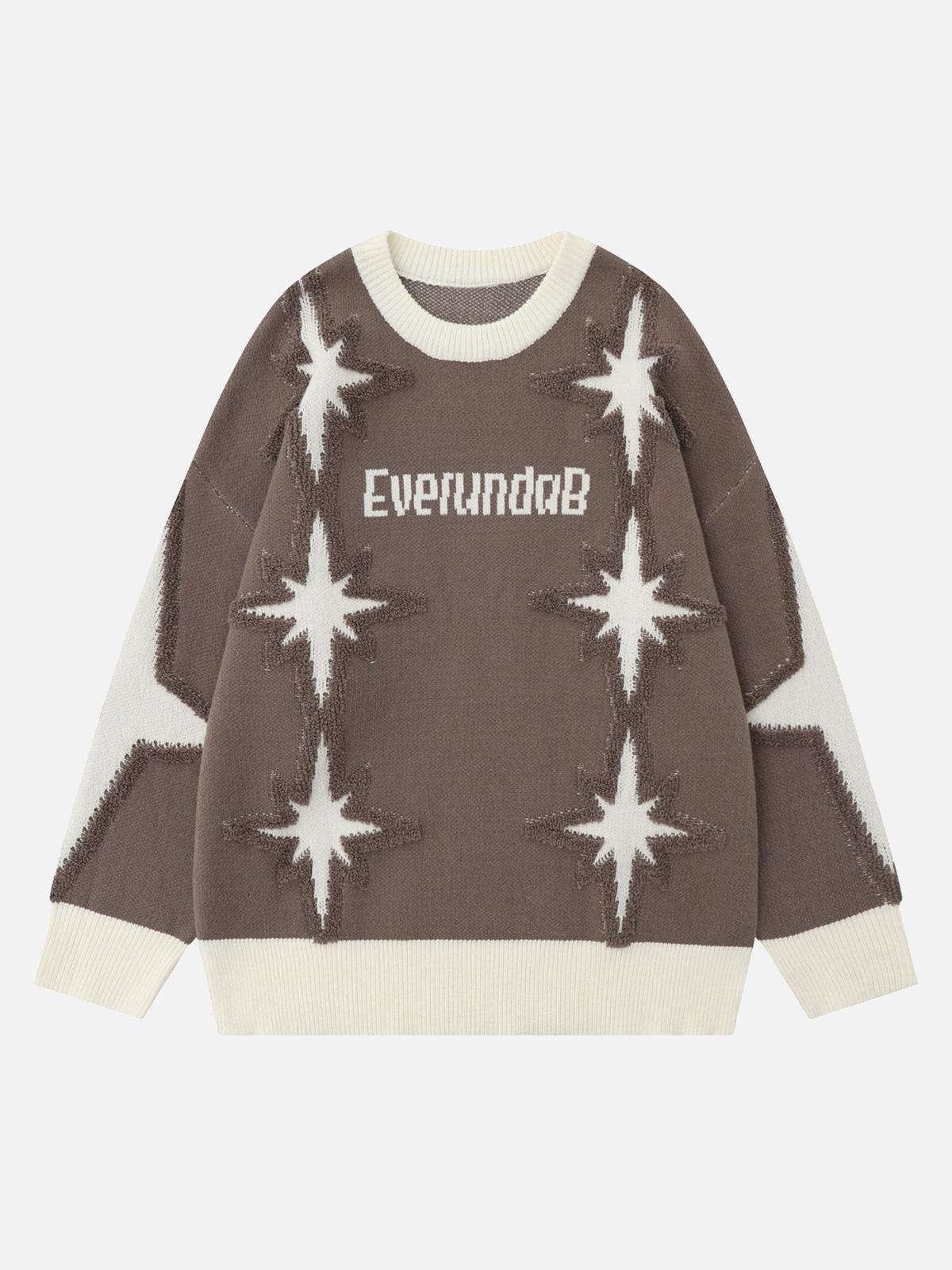 TALISHKO Star Jacquard Crew Neck Sweater
