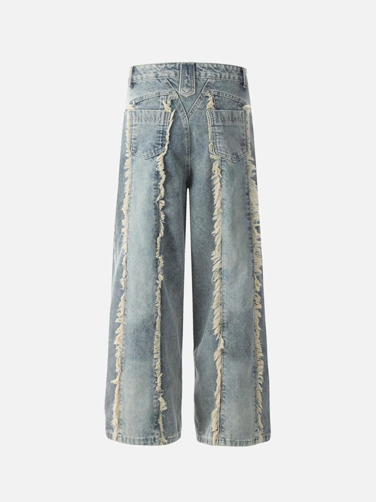 TALISHKO Vintage Fringed Raw-Edge Jeans