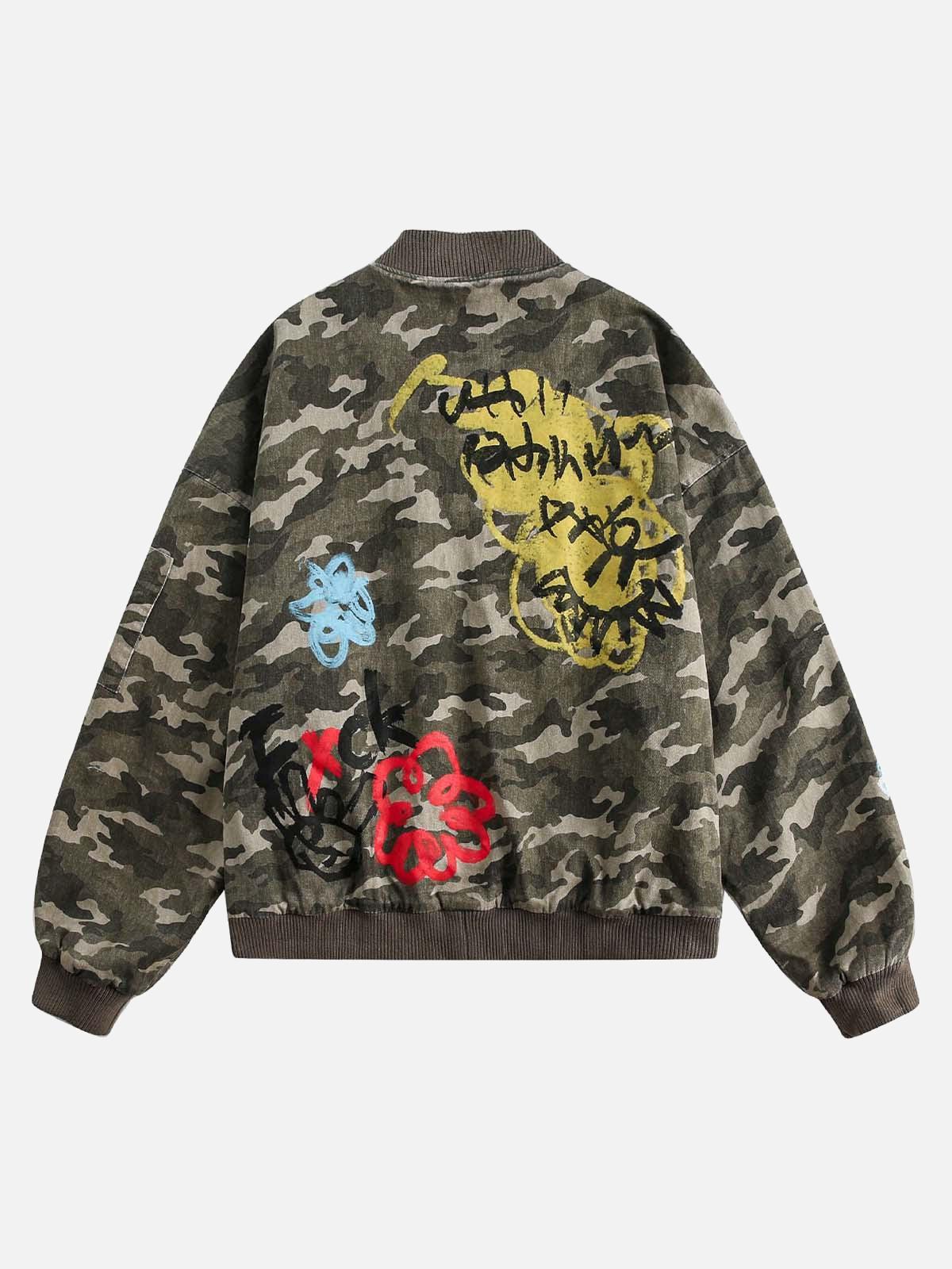 TALISHKO Graffiti Camouflage Baseball Bomber Jacket