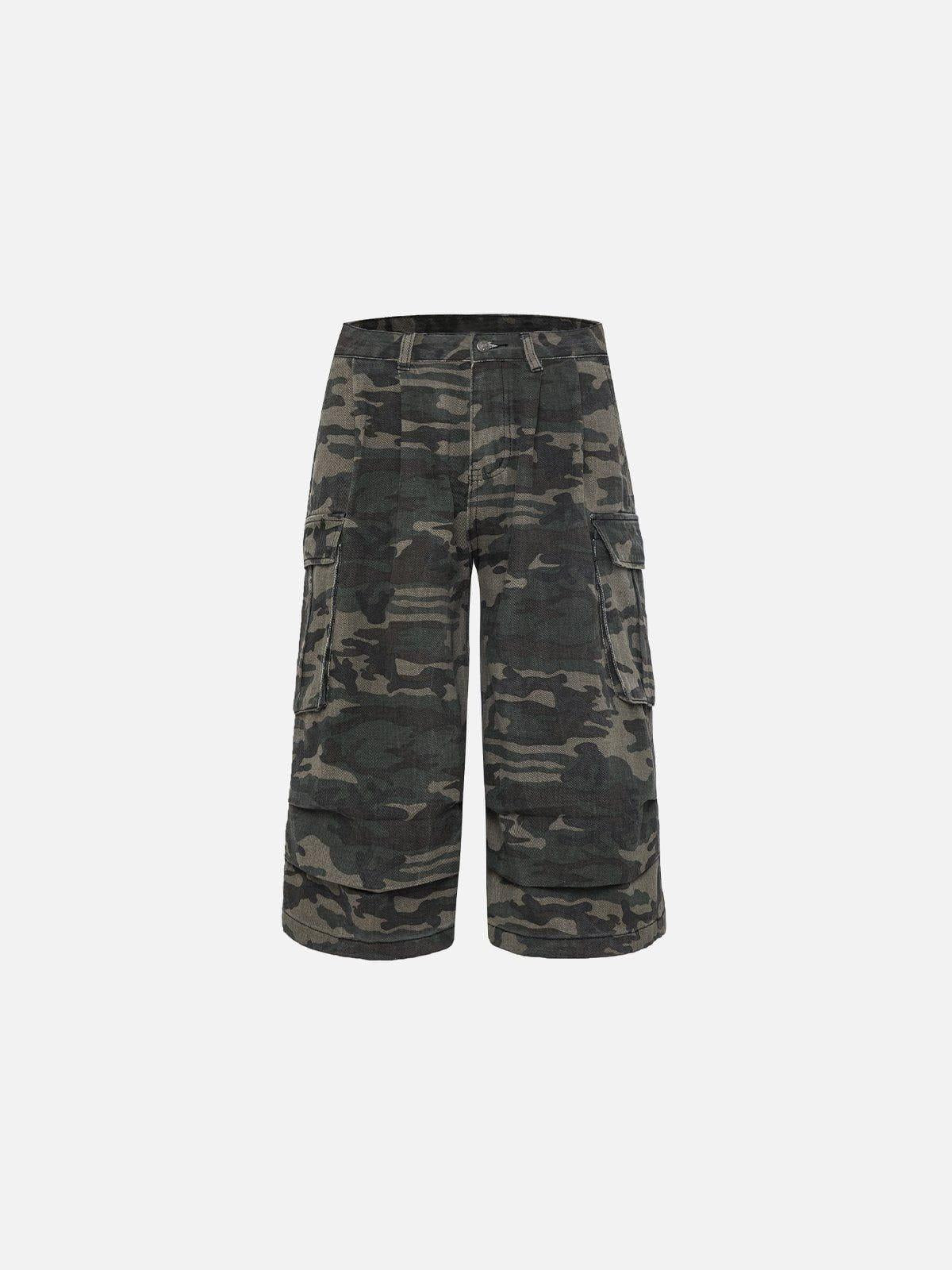 TALISHKO Camouflage Wrinkle Longline Jorts
