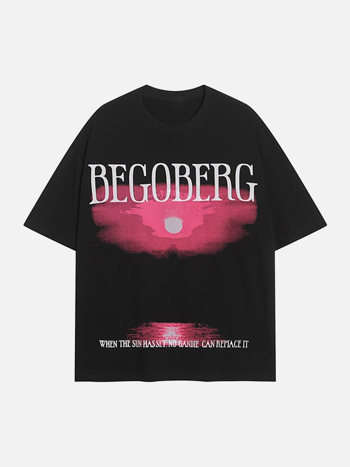 TALISHKO Dark Sunset Ocean Print Street Rap T-Shirt