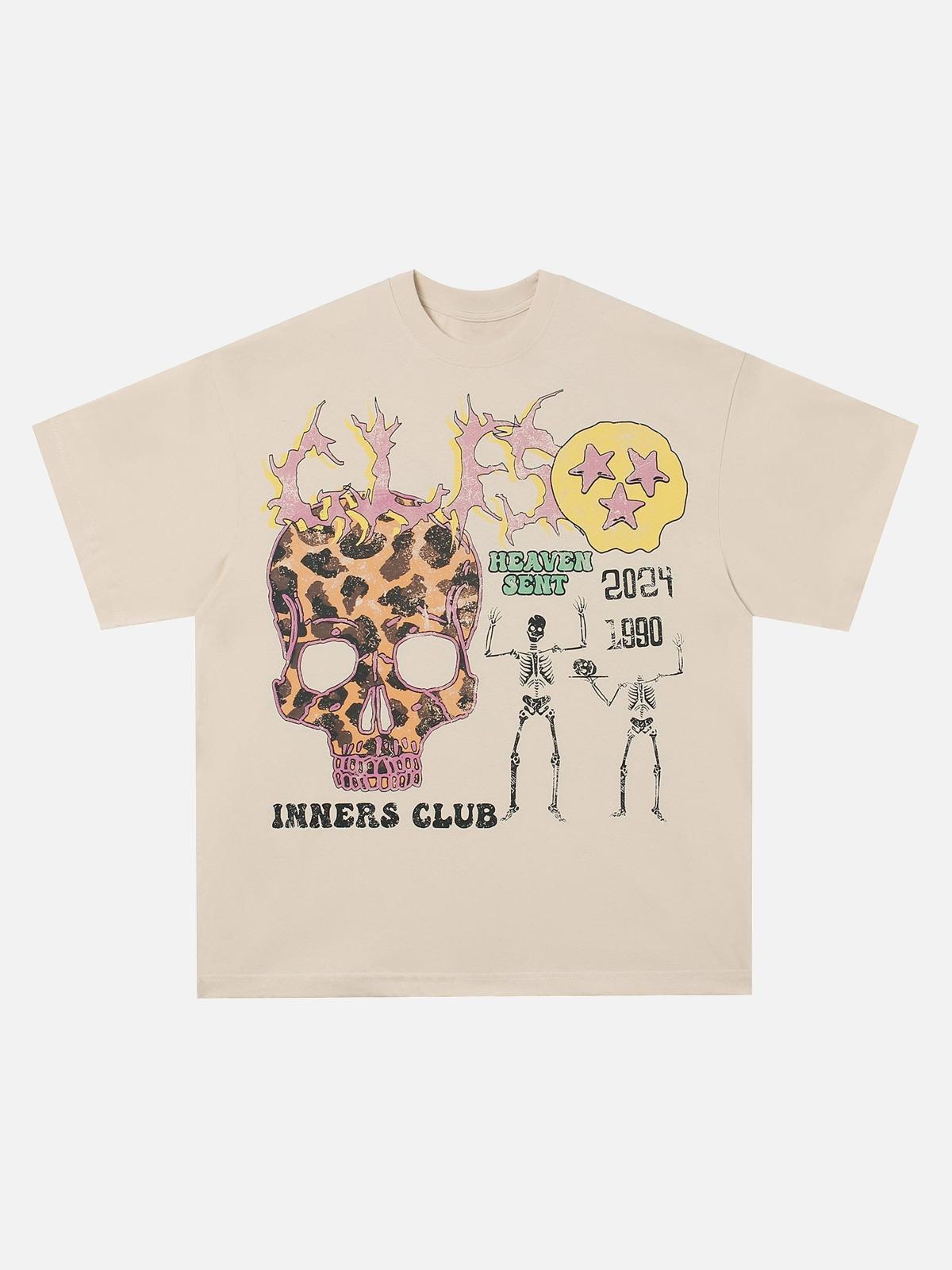 TALISHKO Skull Print Crew Neck T-Shirt