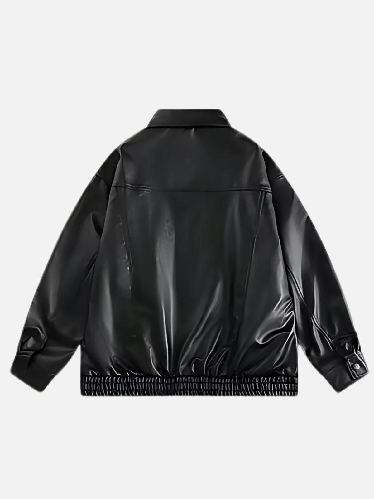 TALISHKO Solid Essential Faux Leather Jacket
