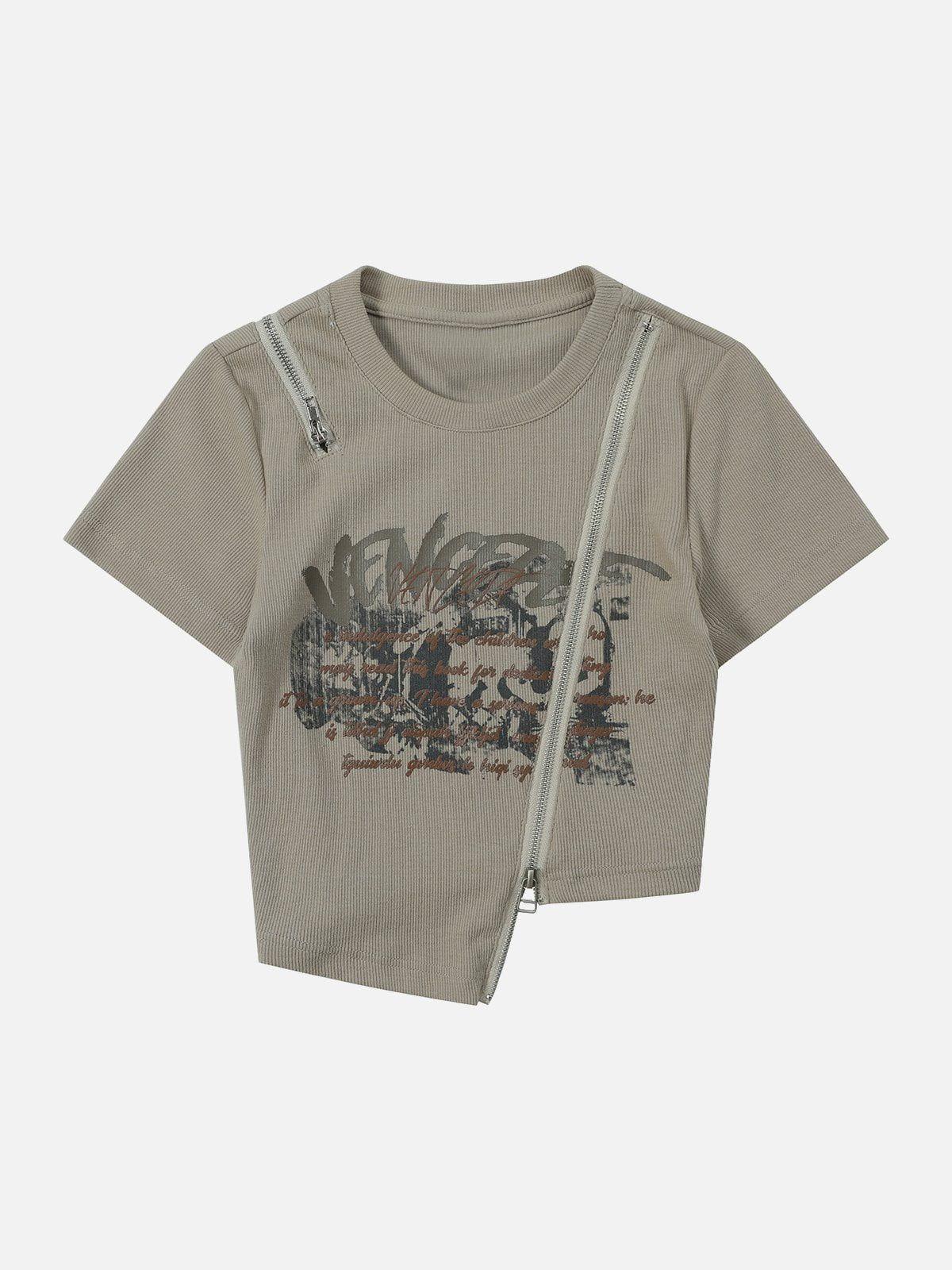 TALISHKO Letter Printing Zip Tee