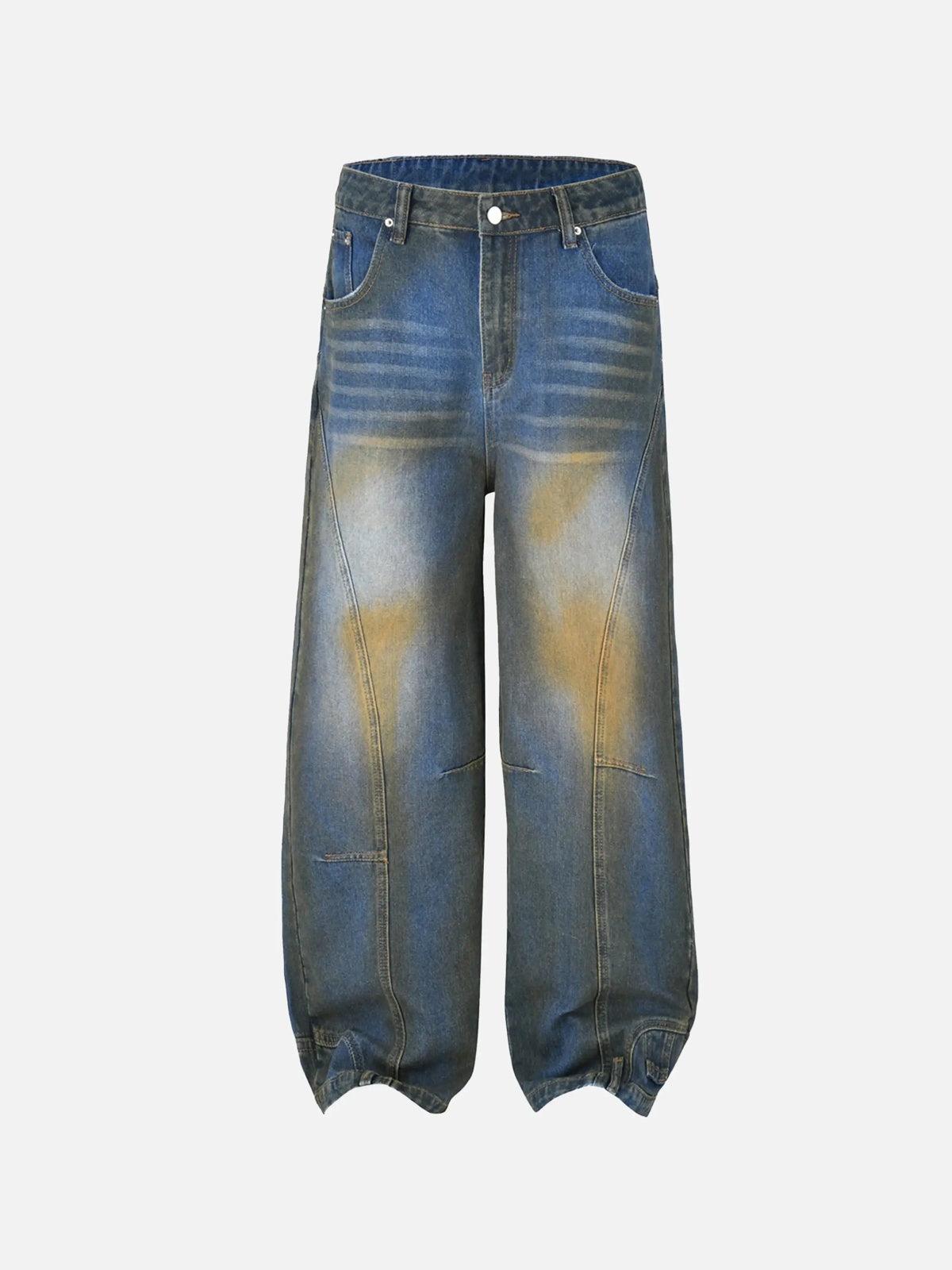 TALISHKO Straight-Leg Patchwork Mud-Dyed Jeans