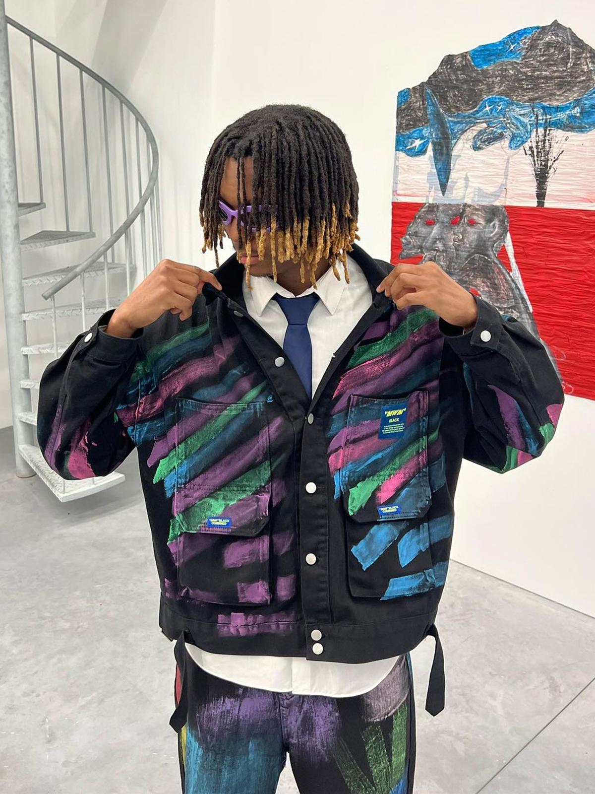TALISHKO Hip-Hop Hand-Painted Graffiti Denim Jacket