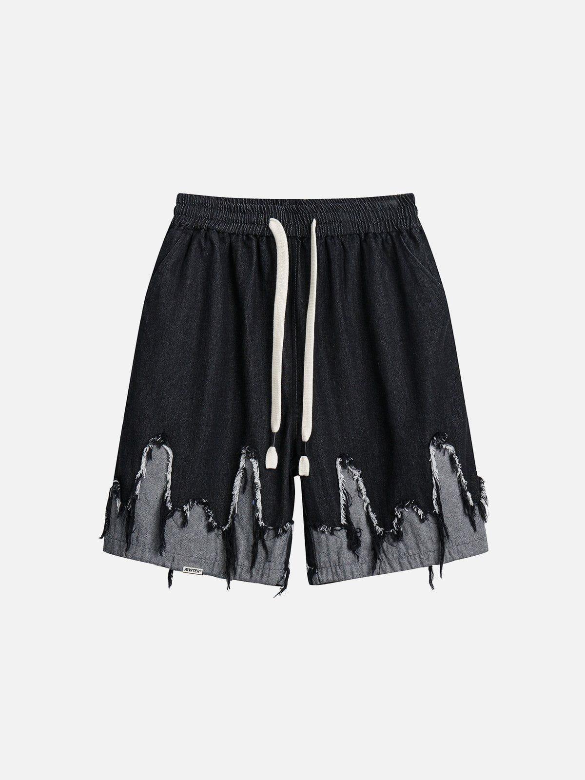 TALISHKO Patchwork Tassel Fringe Jorts