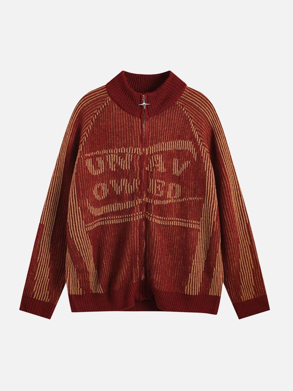 TALISHKO Stand Collar Cardigan Zip Up Sweater