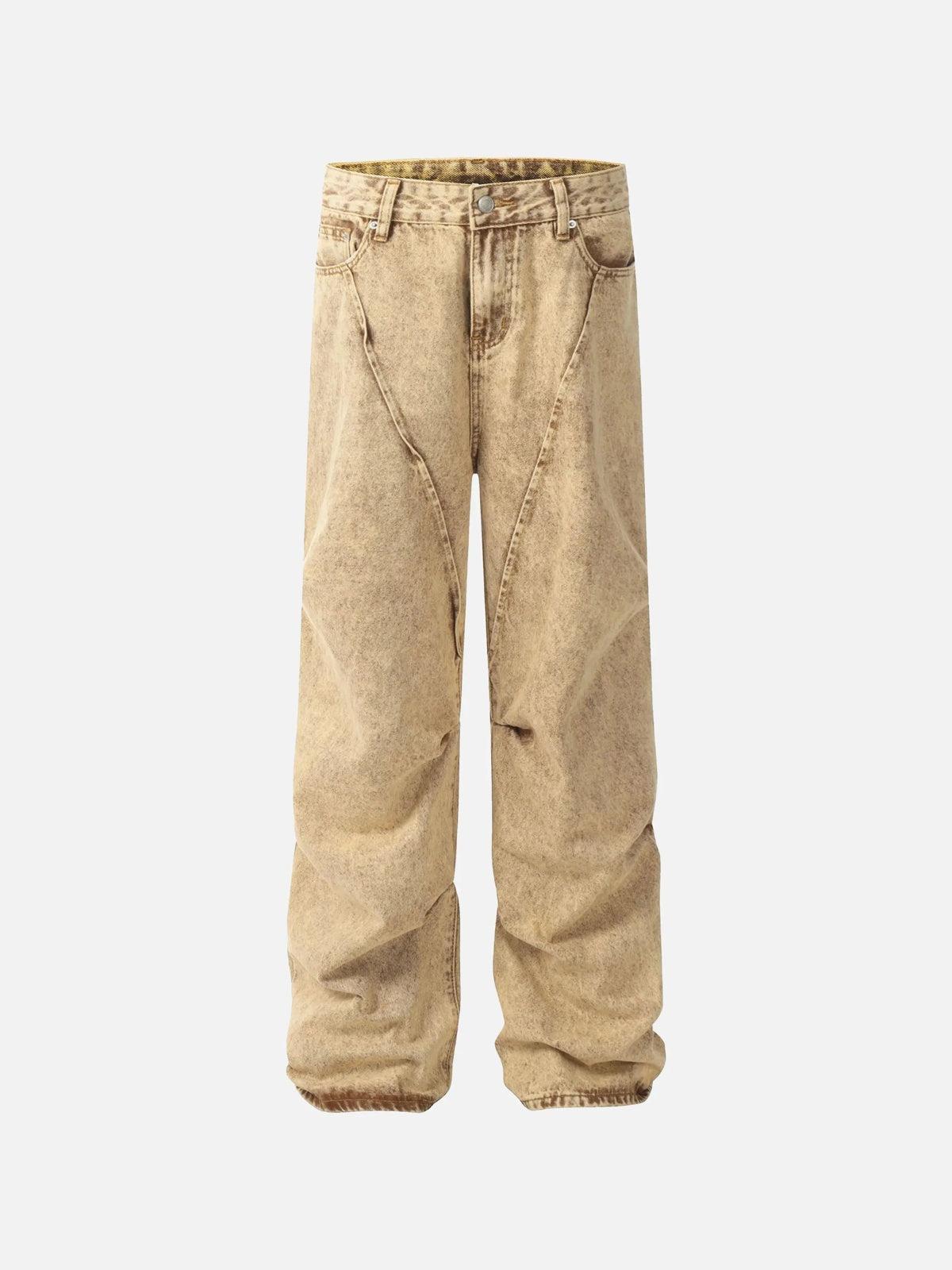 TALISHKO Vintage Washed Pleated Straight Jeans