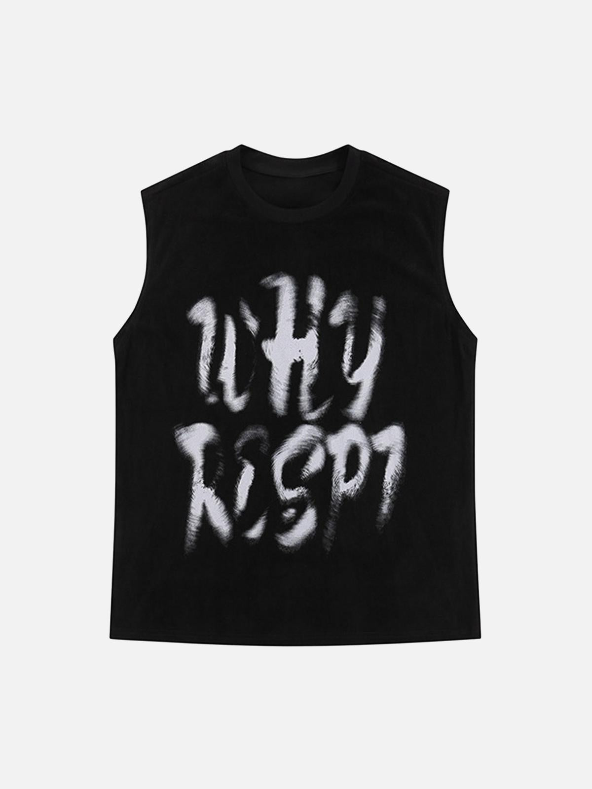 TALISHKO Retro Hip Hop Abstract Letter Print Vests
