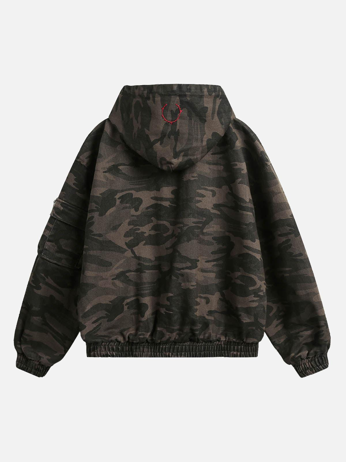 TALISHKO Deconstructed Camouflage Workwear Cardigan Hooded Jacket