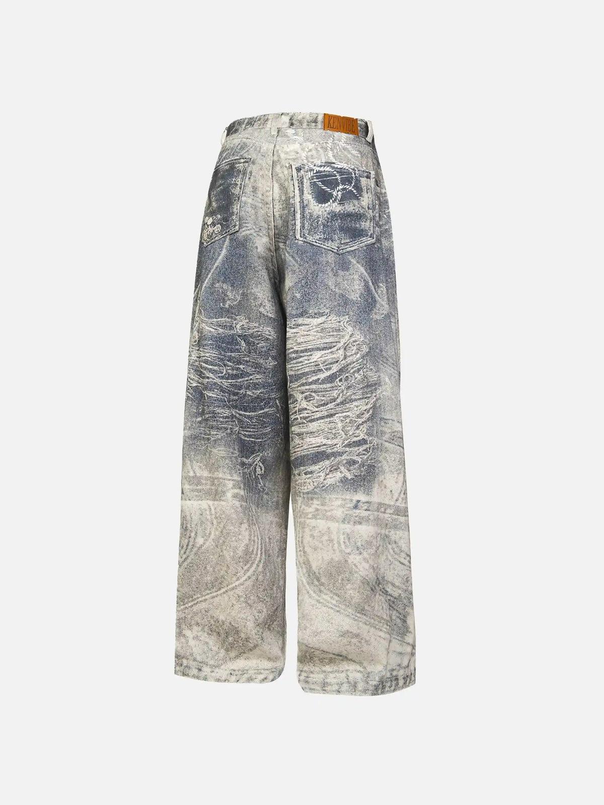 TALISHKO Cigarette Digital Print Imitation Jeans