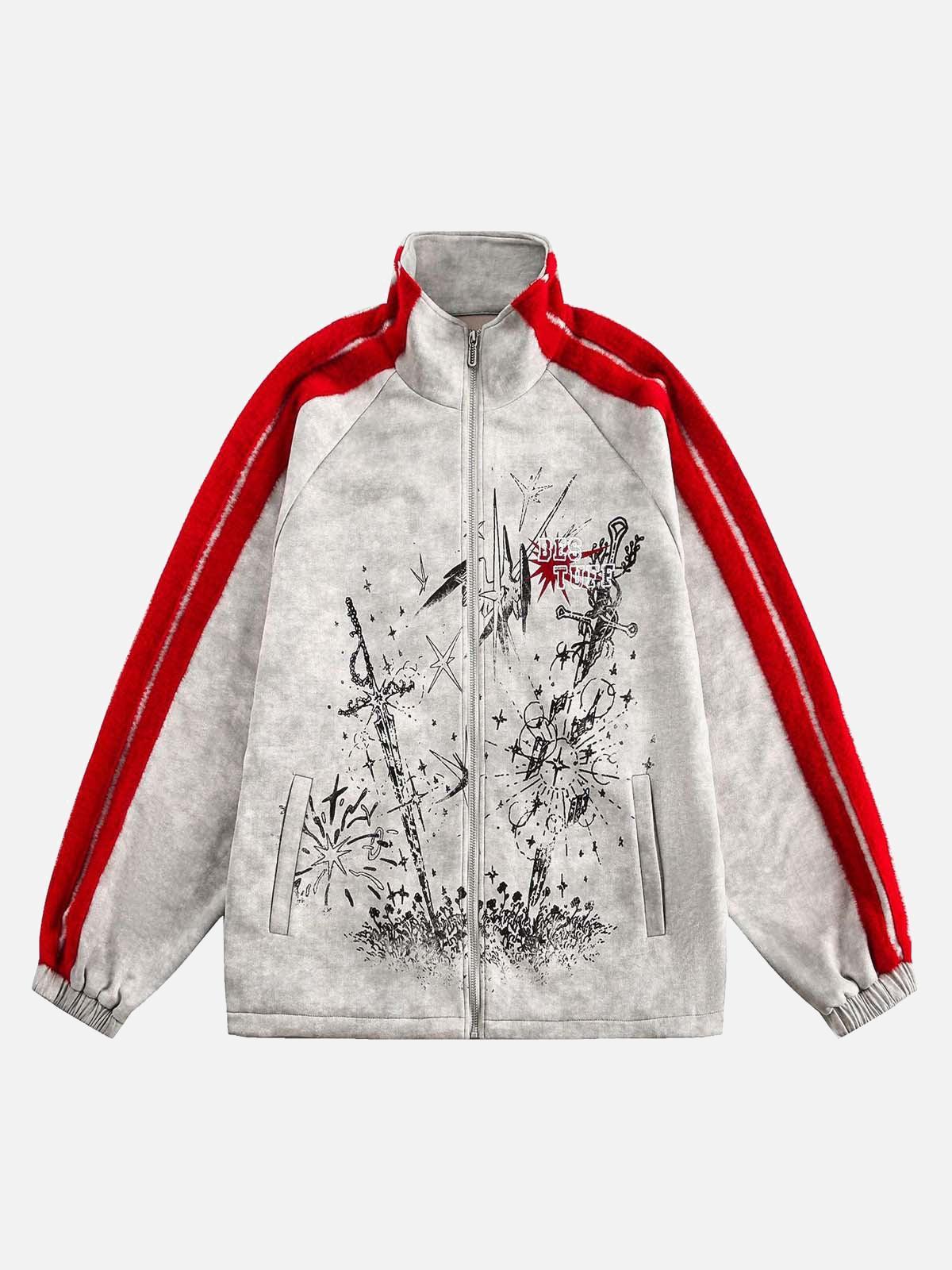 TALISHKO Wasteland Patchwork Graffiti Zip Up Jacket