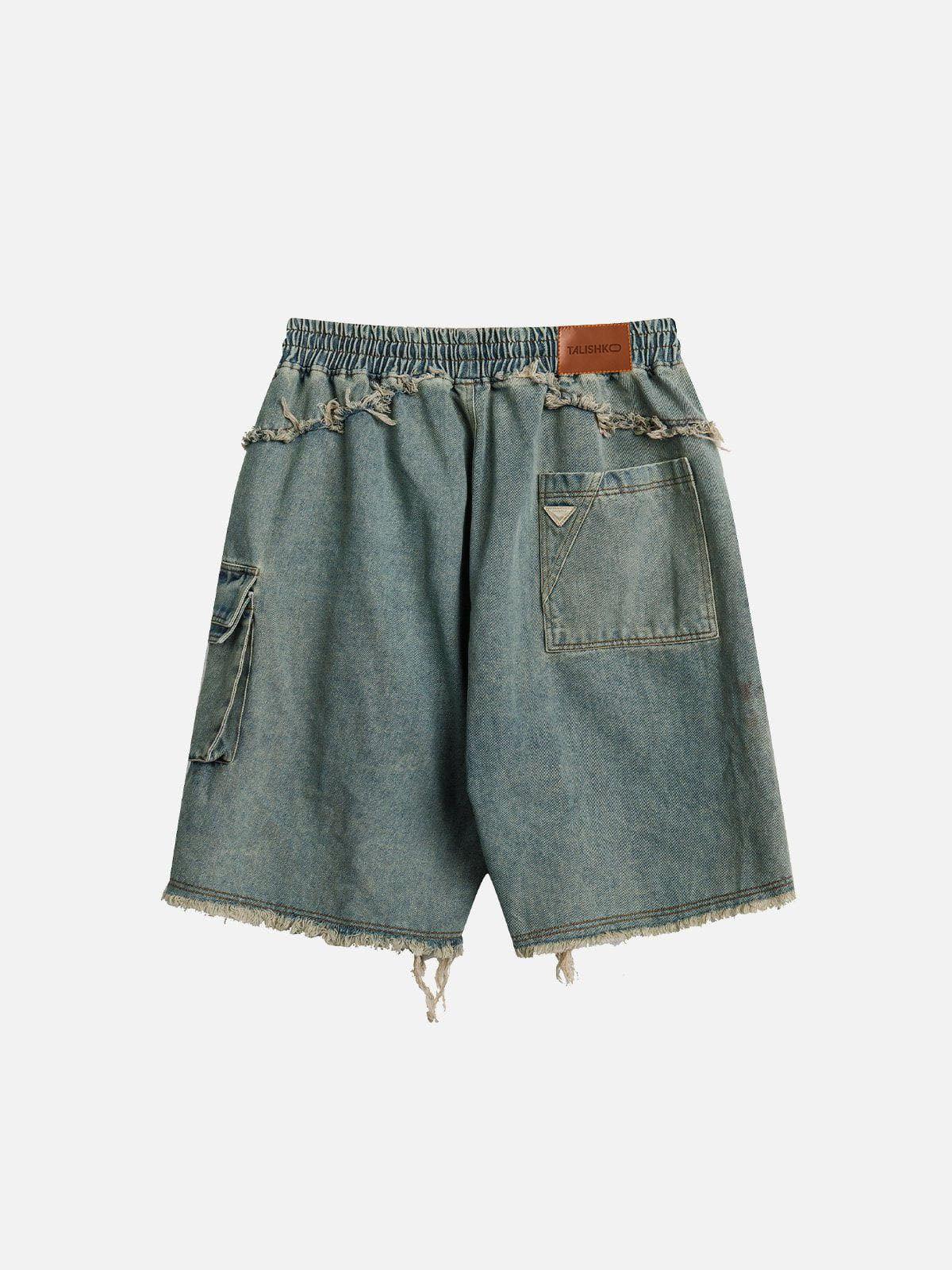 TALISHKO Washed Fringe Jorts