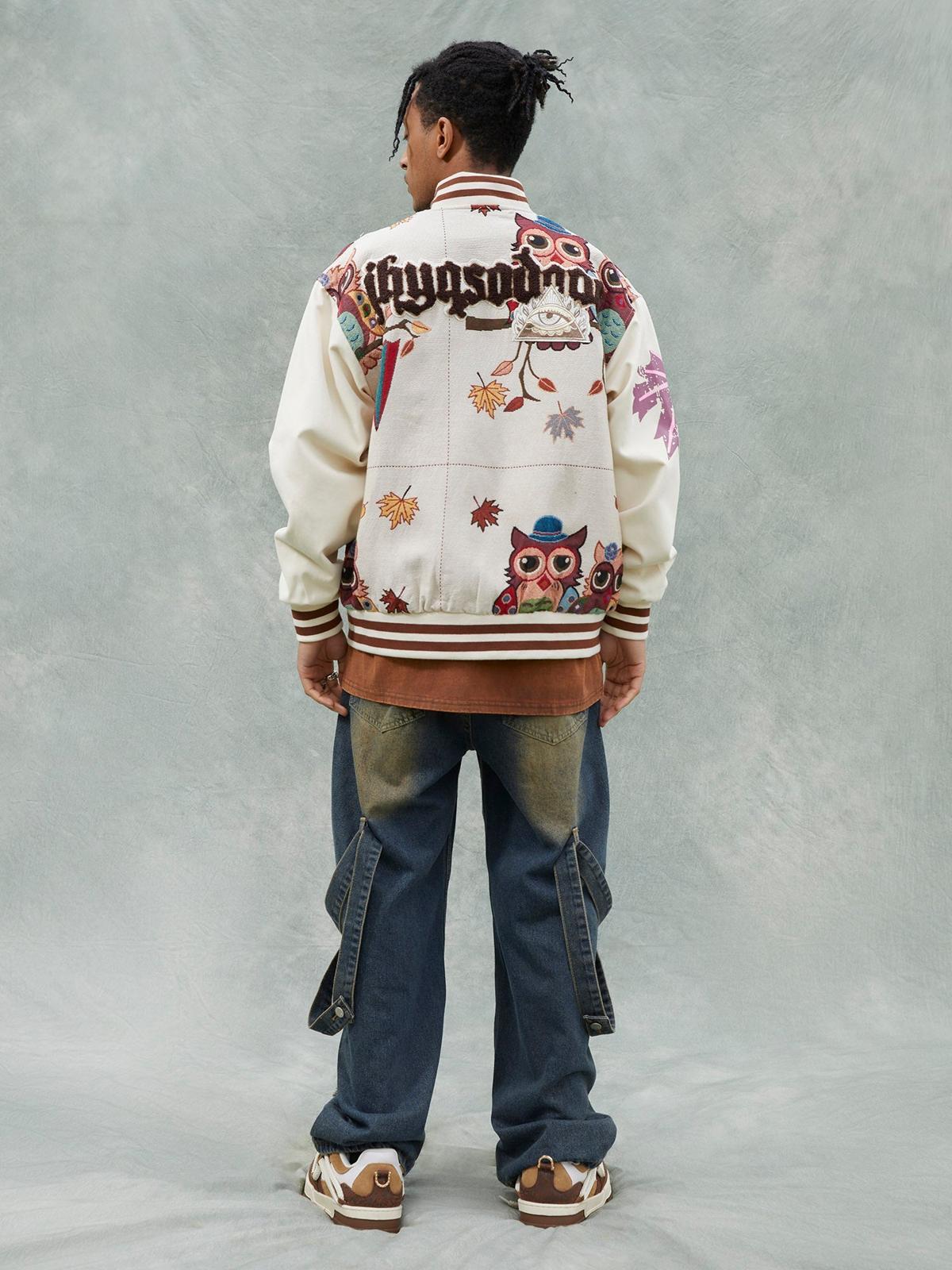 TALISHKO Owl Patch Embroidered Baseball Jersey