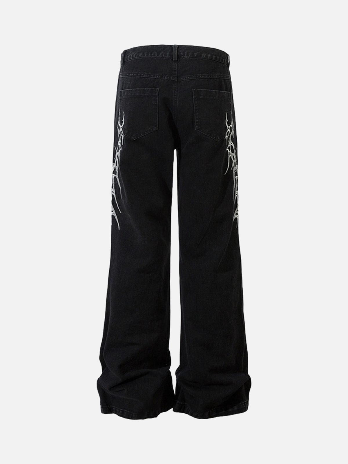 TALISHKO Graphic Embroidered Straight Jeans