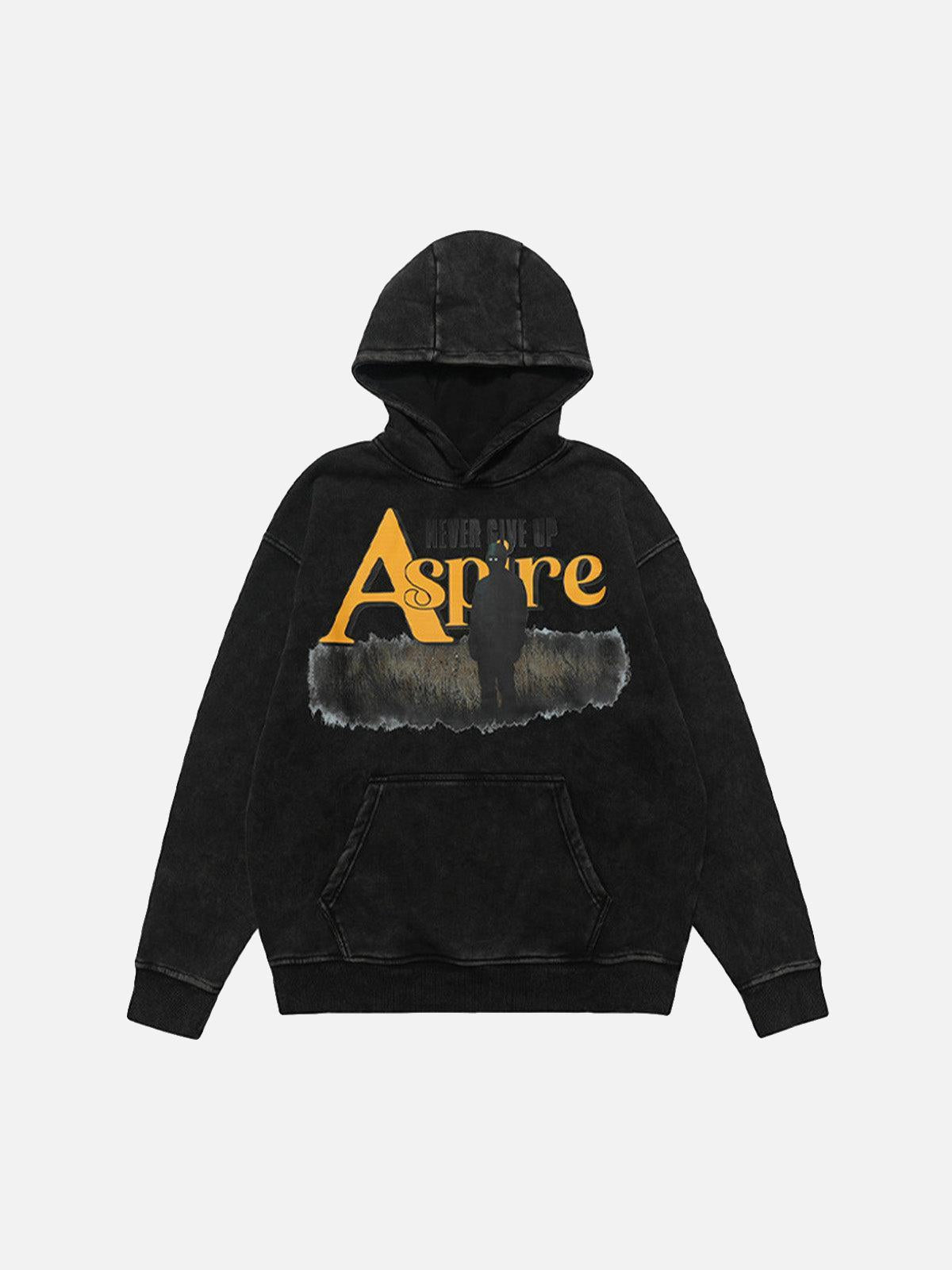 TALISHKO Heavy Washed Letter Portrait Print Fleece Hoodie