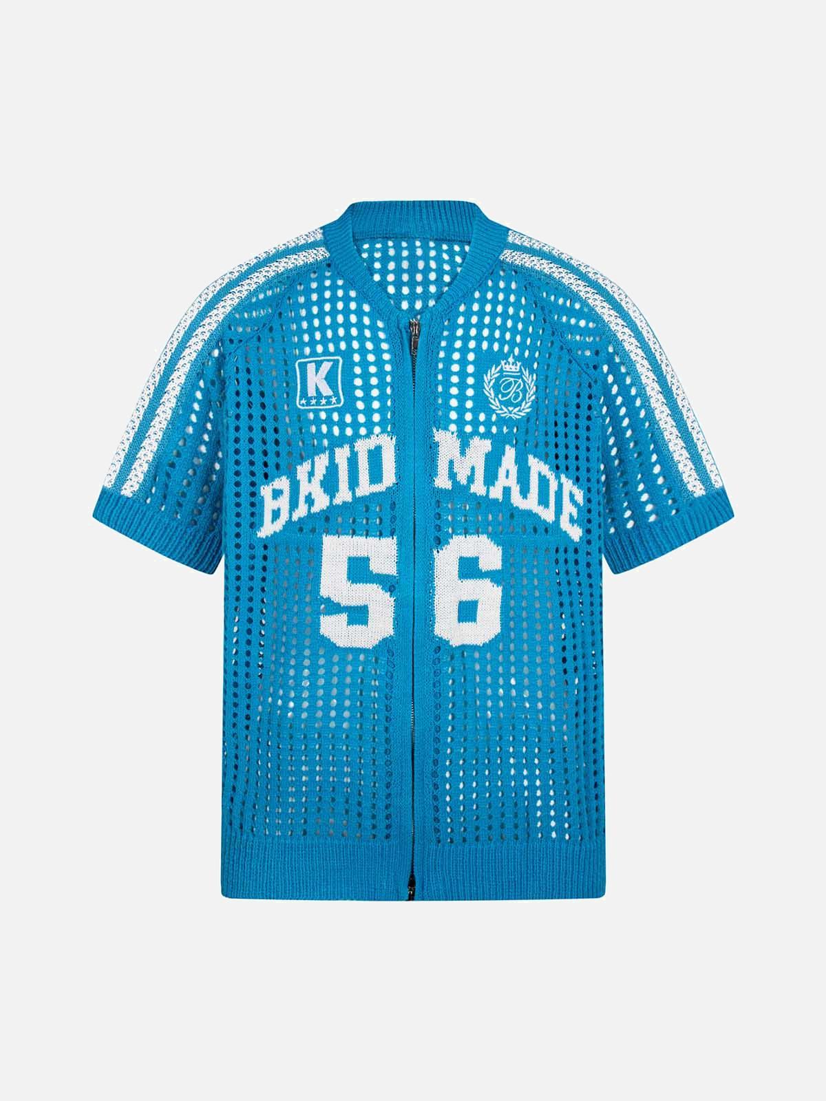 TALISHKO Mesh Zip-Up Sports Jersey Short Sleeve Shirt