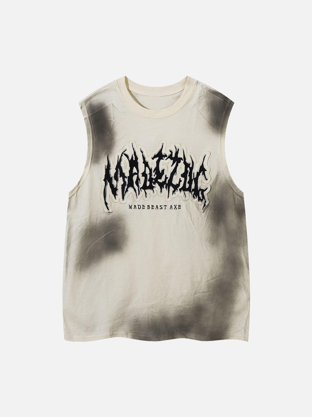TALISHKO Letter Patchwork Gradient Tank Top